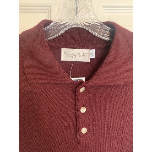 NWT Sedgefield Vintage Large Knit Burgundy Collared Neck Sweater. Made In USA! - Picture 4 of 12